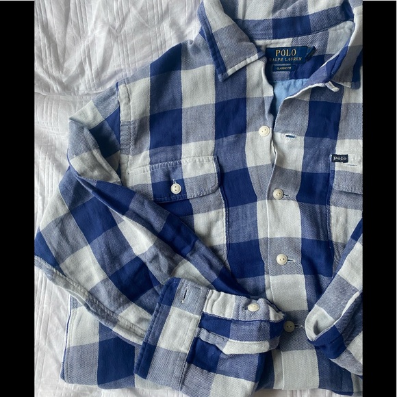 Polo Ralph Lauren blue check flannel, (size M) - Picture 3 of 3